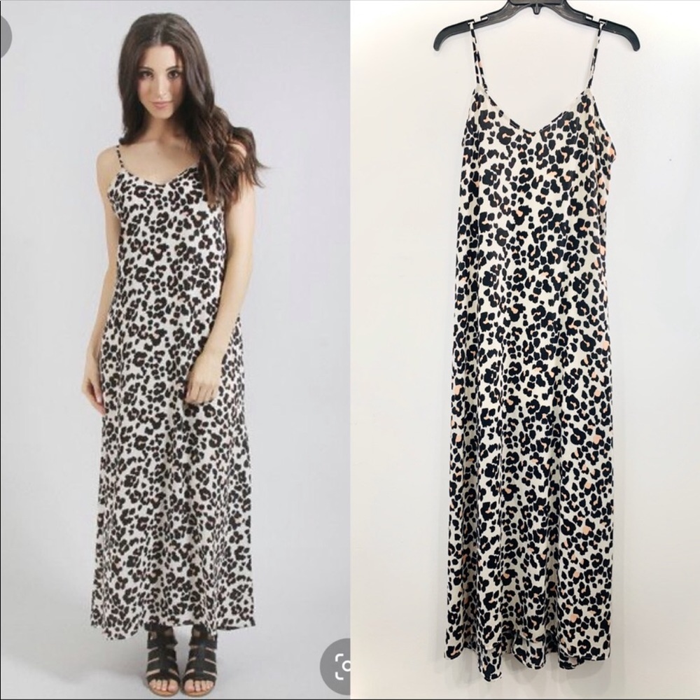 Show Me Your Mumu Leopard Print Maxi Dress | Ivory Black Brown | Size Small